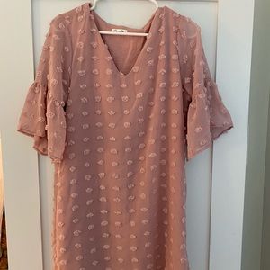 Blush Pink Flutter Sleeve Dress